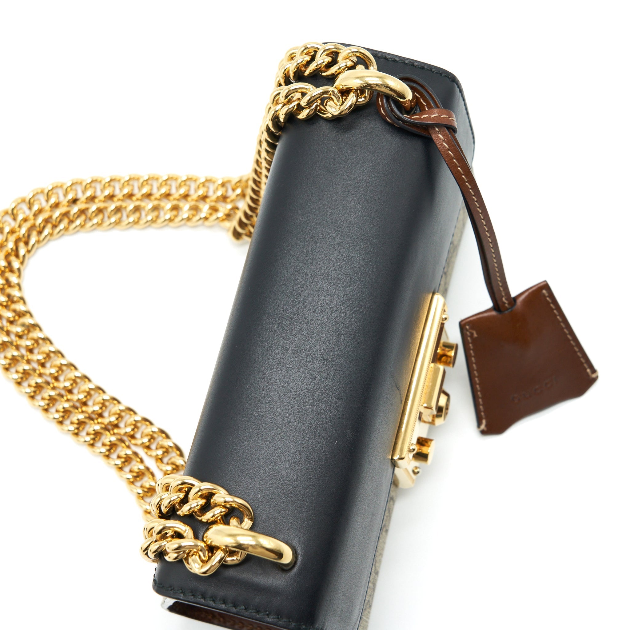 GUCCI SMALL PADLOCK SHOULDER BAG GG SUPREME CANVAS / BLACK GHW