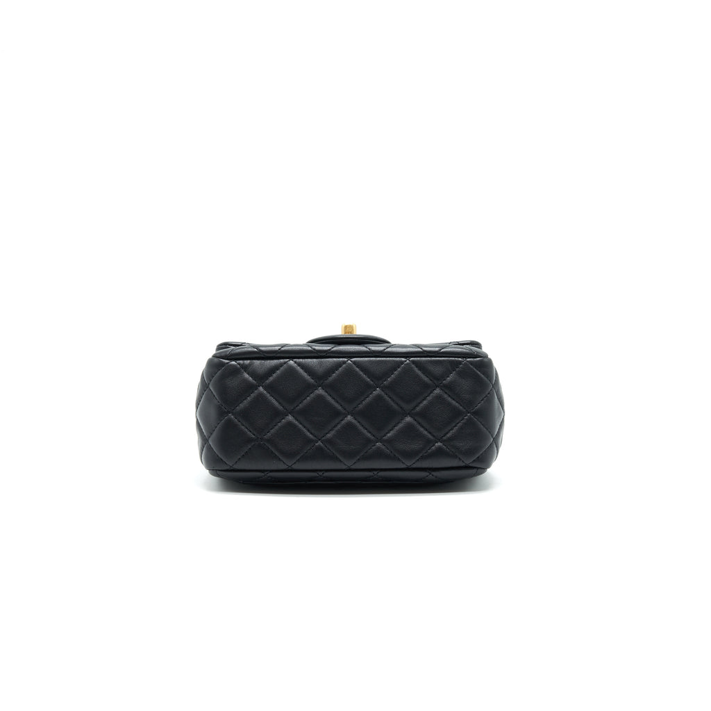 CHANEL PEARL CRUSH CRUSH MINI SQUARE FLAP BAG BLACK GHW