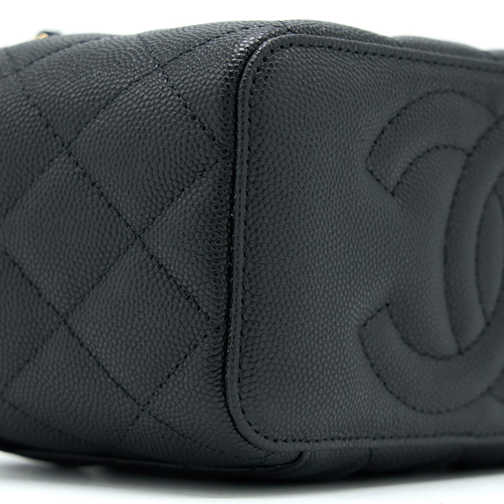 CHANEL 23C LONG VANITY WITH CHAIN CAVIAR BLACK LGHW