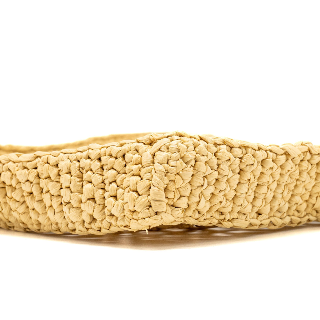 PRADA CROCHET TOTE BAG RAFFIA TAN