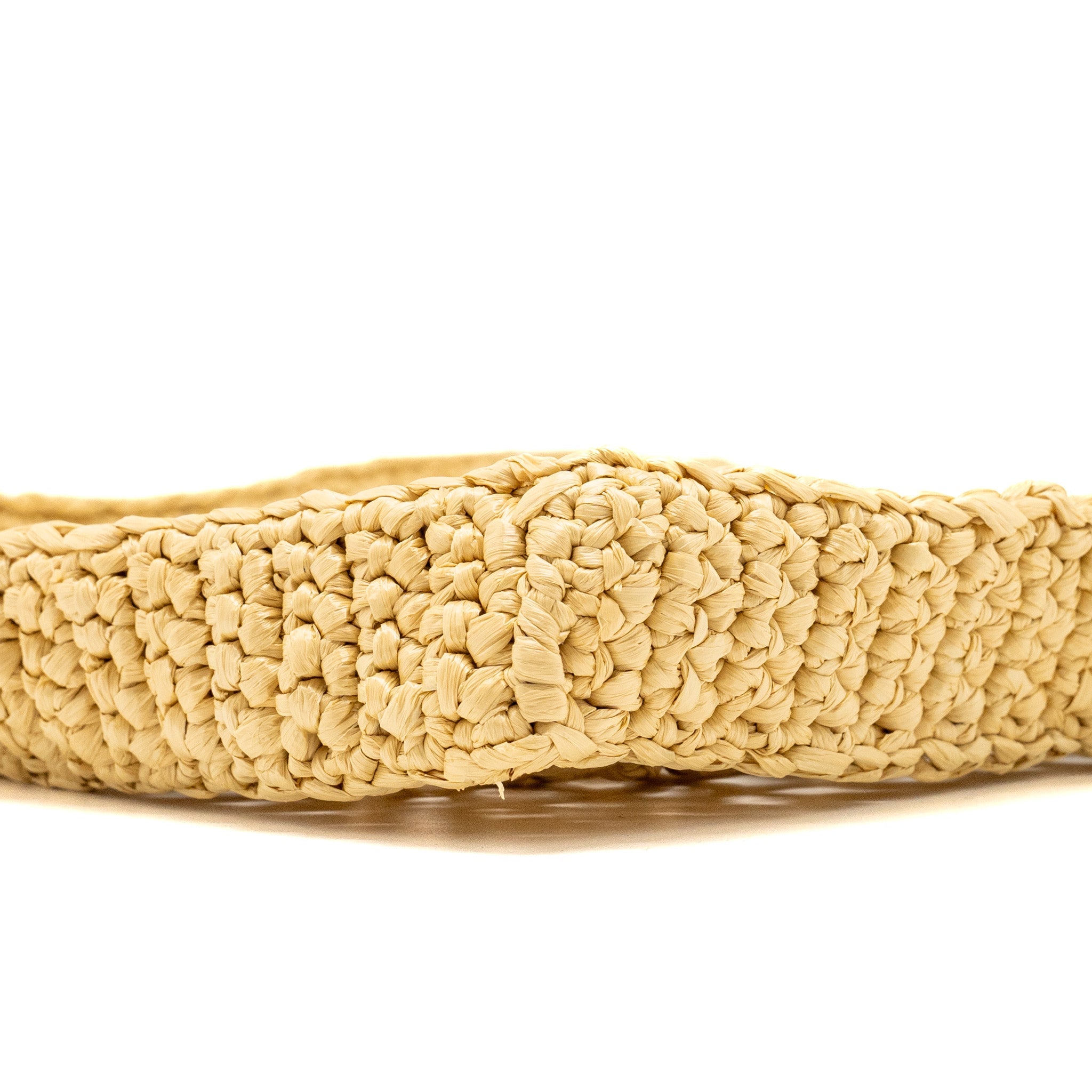 PRADA CROCHET TOTE BAG RAFFIA TAN