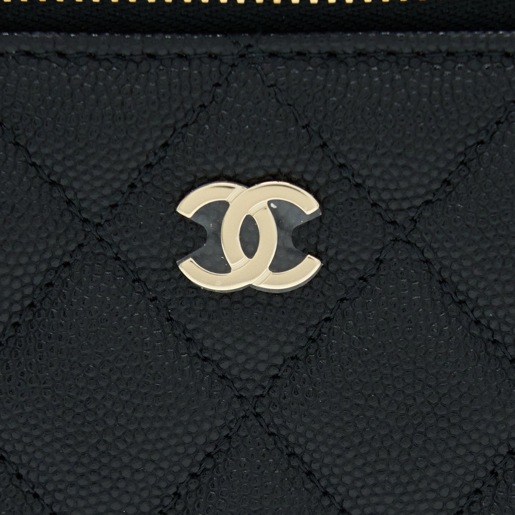 CHANEL 23C LONG VANITY WITH CHAIN CAVIAR BLACK LGHW