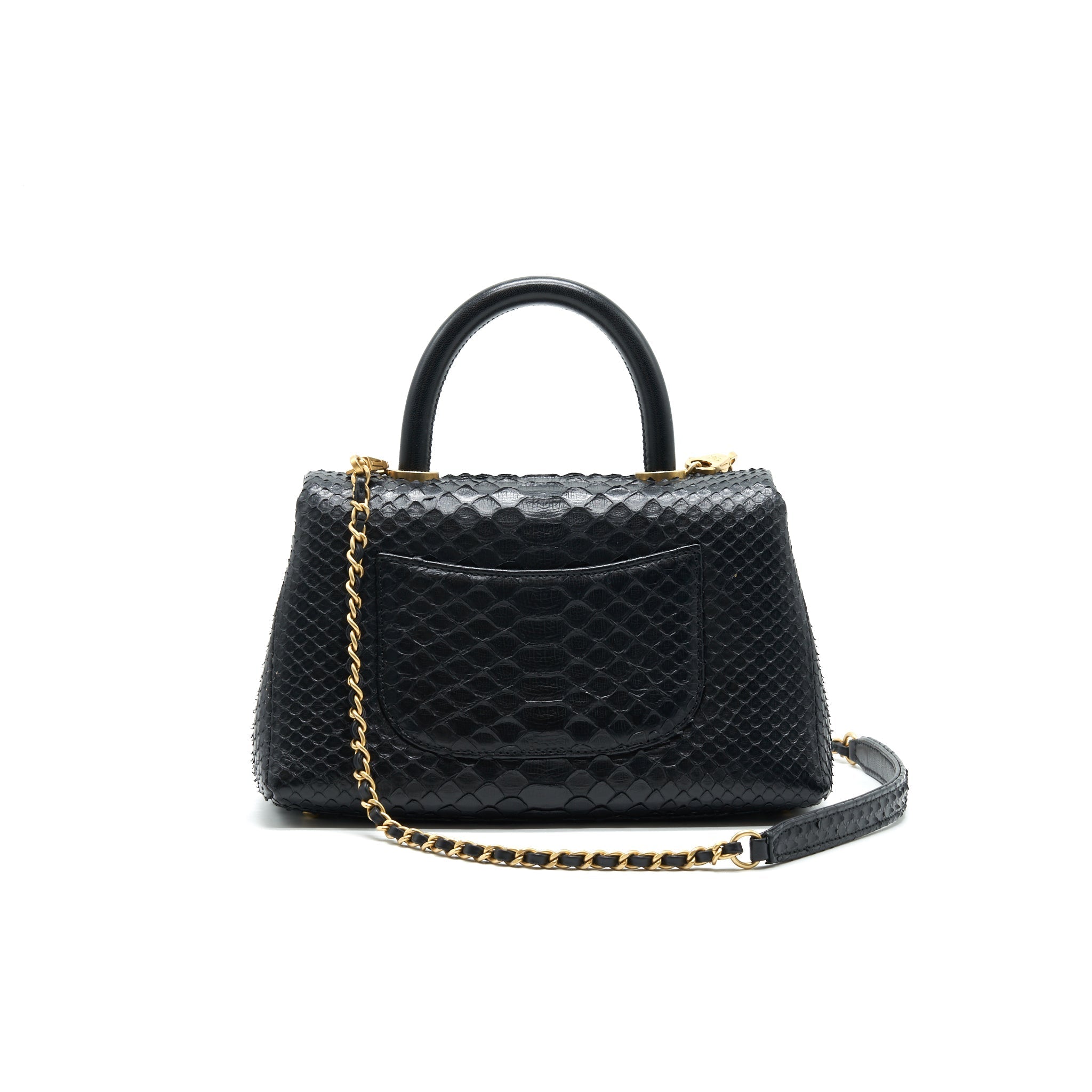 CHANEL COCO HANDLE MINI PYTHON LEATHER BLACK GHW