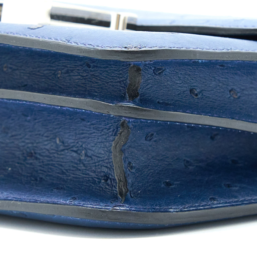 HERMES MINI CONSTANCE OSTRICH 7L BLEU DE MALTE SHW