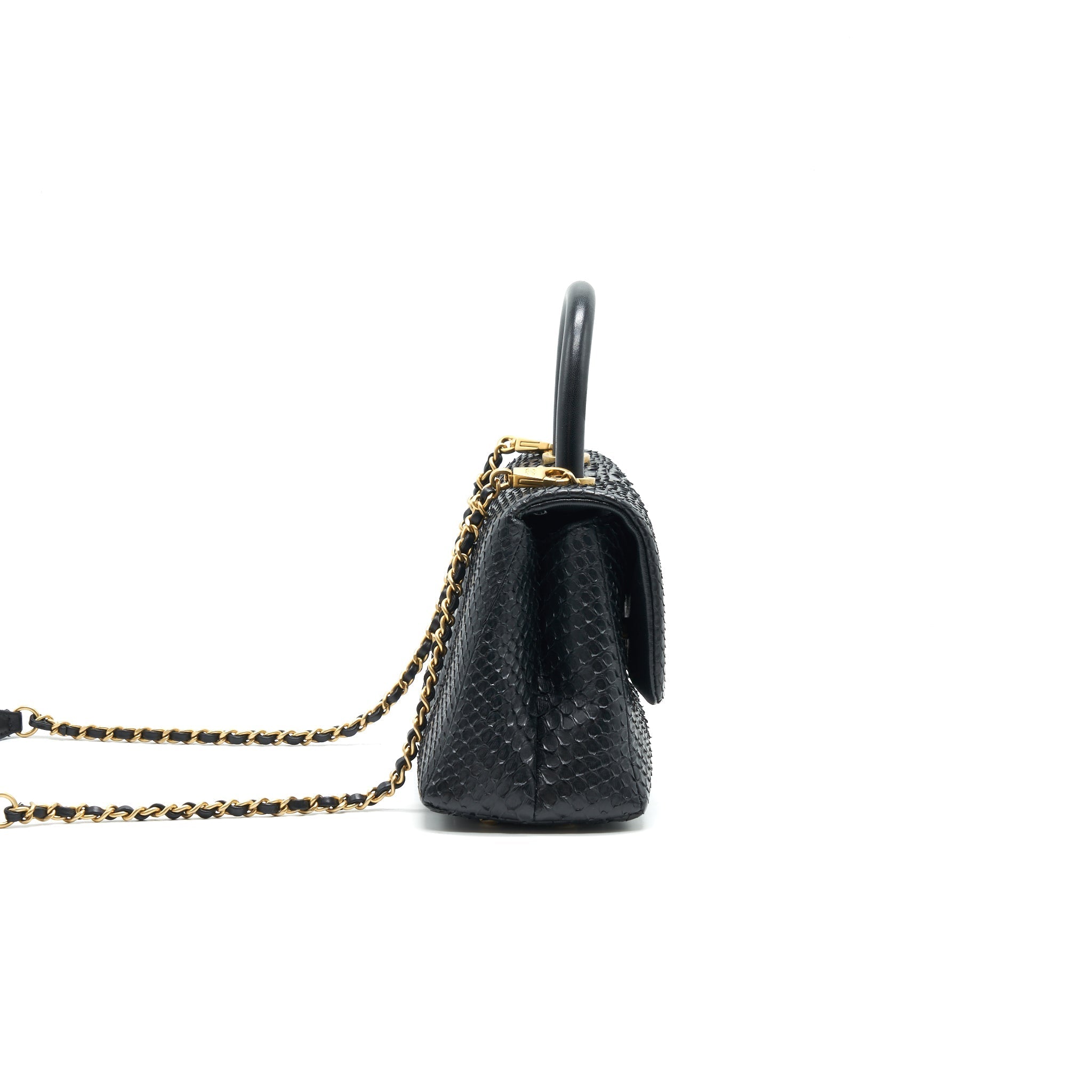 CHANEL COCO HANDLE MINI PYTHON LEATHER BLACK GHW