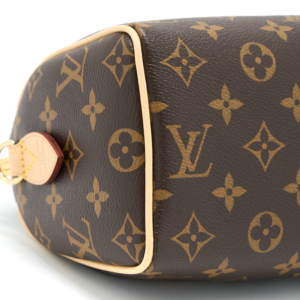 LOUIS VUITTON SPEEDY BANDOULIERE 20 MONOGRAM CANVAS WITH FUCHSIA STRAP