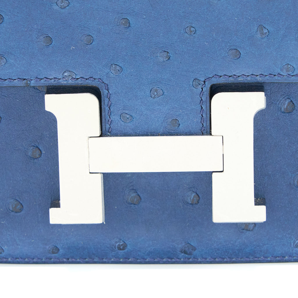 HERMES MINI CONSTANCE OSTRICH 7L BLEU DE MALTE SHW