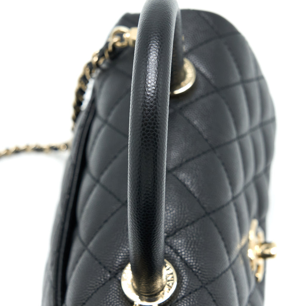 CHANEL SMALL COCO HANDLE CAVIAR BLACK LGHW