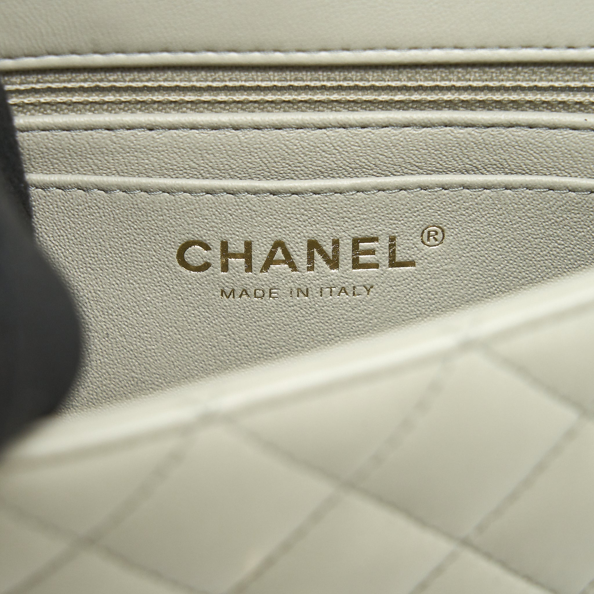 CHANEL MINI RECTANGULAR FLAP BAG LAMBSKIN LIGHT GREY LGHW (MICROCHIP)