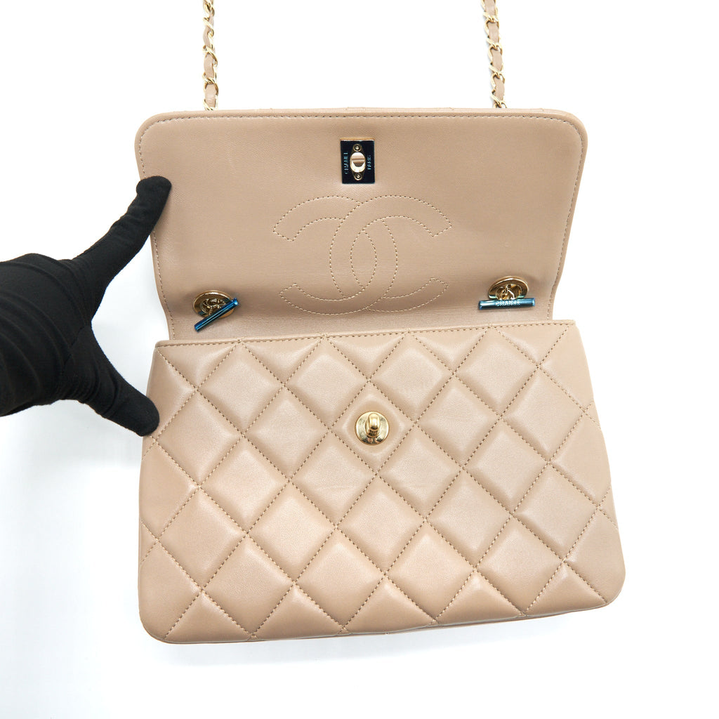 CHANEL TRENDY CC FLAP BAG LAMBSKIN BEIGE LGHW