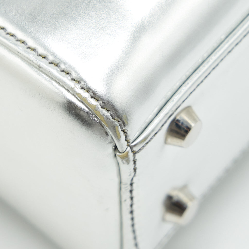 DIOR MINI LADY DIOR METALLIC SILVER SHW