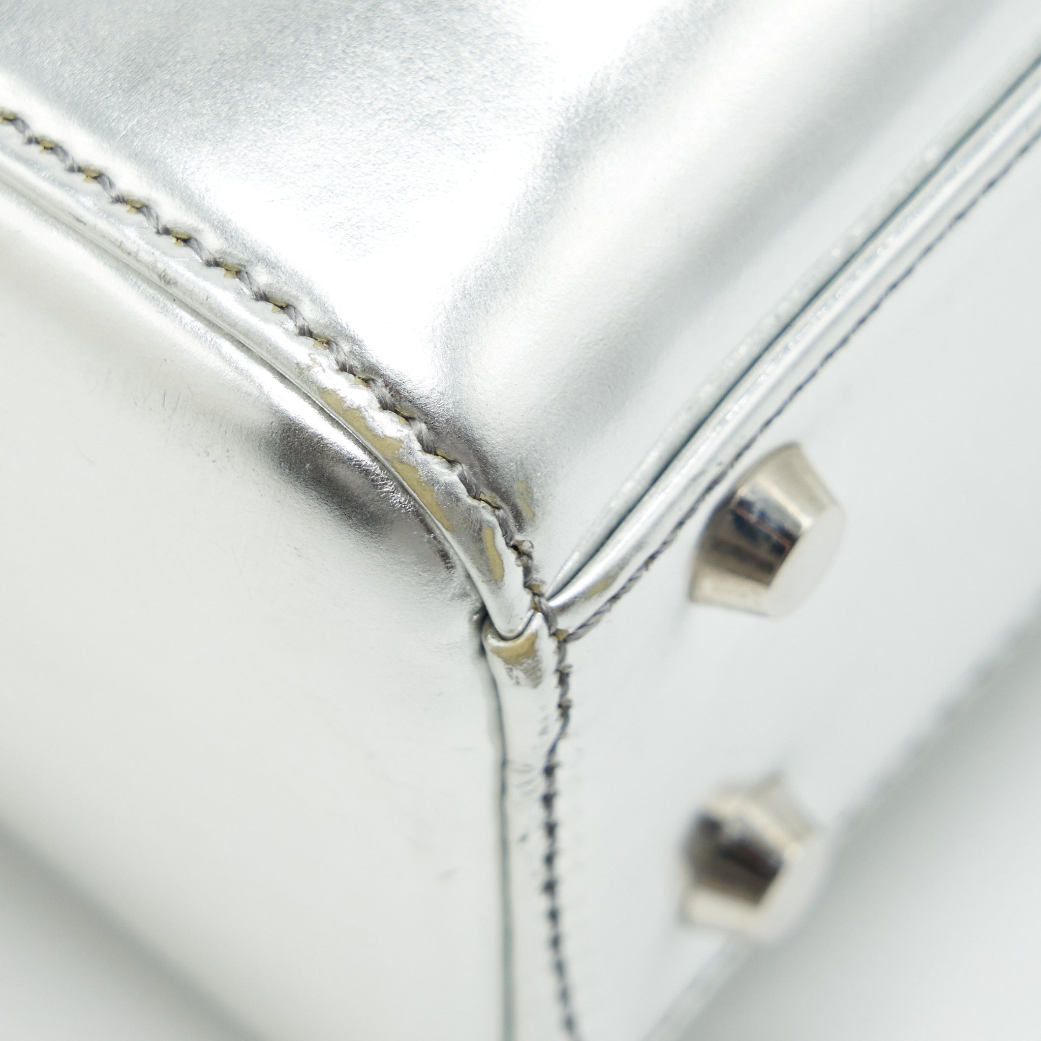 DIOR MINI LADY DIOR METALLIC SILVER SHW