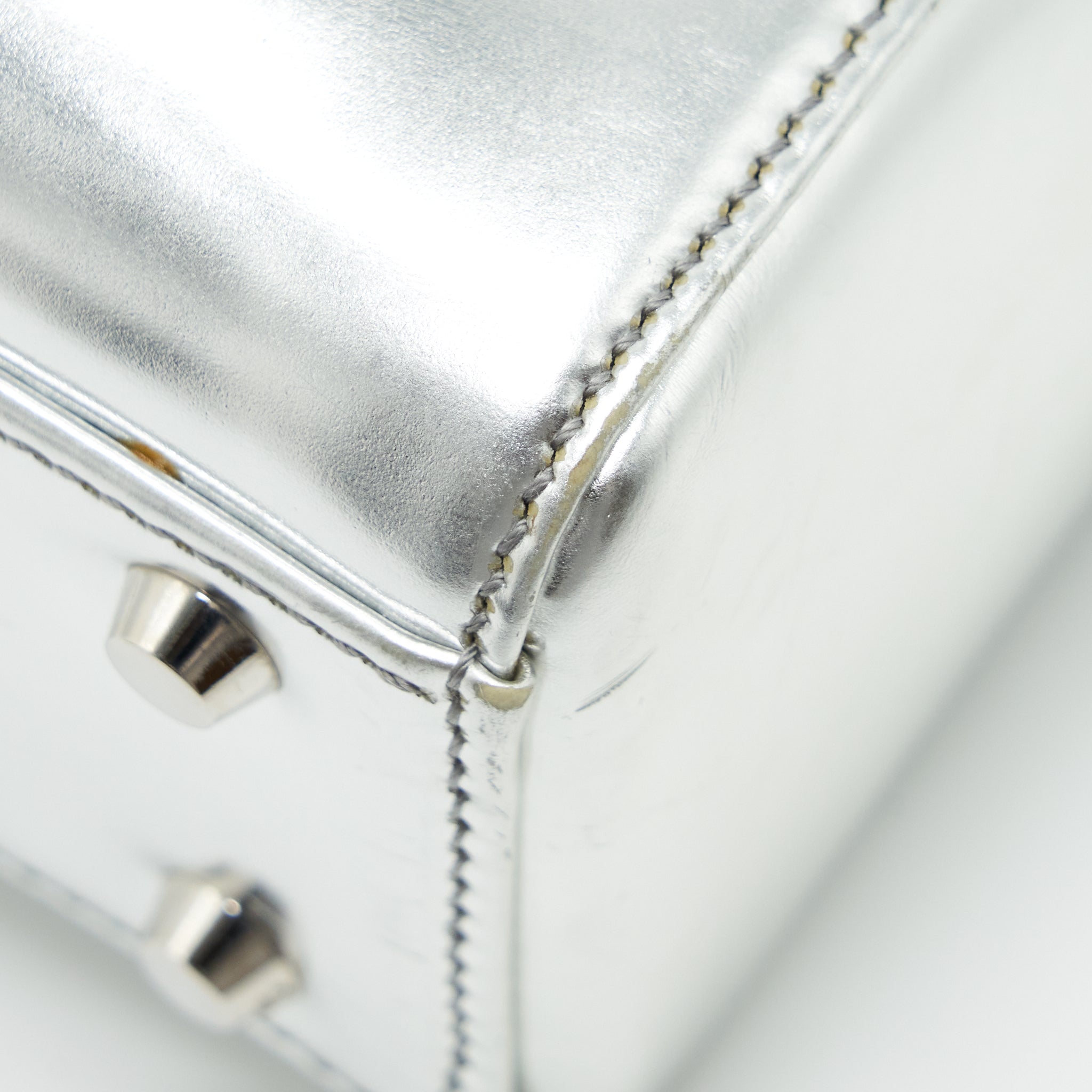 DIOR MINI LADY DIOR METALLIC SILVER SHW
