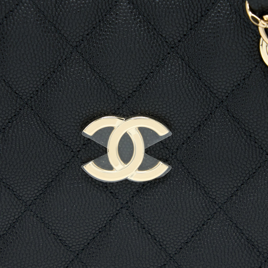 CHANEL 22S MINI BUCKET BAG CAVIAR BLACK LGHW (MICROCHIP)