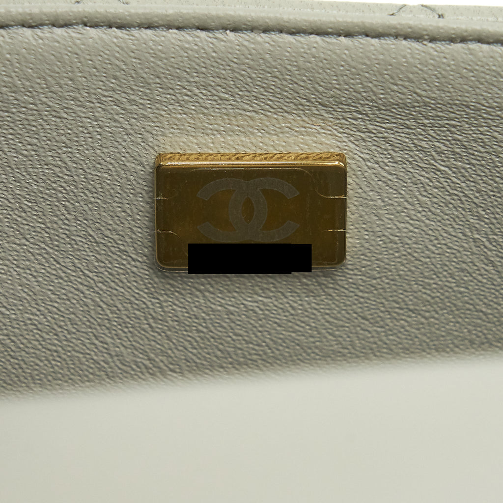CHANEL MINI RECTANGULAR FLAP BAG LAMBSKIN LIGHT GREY LGHW (MICROCHIP)