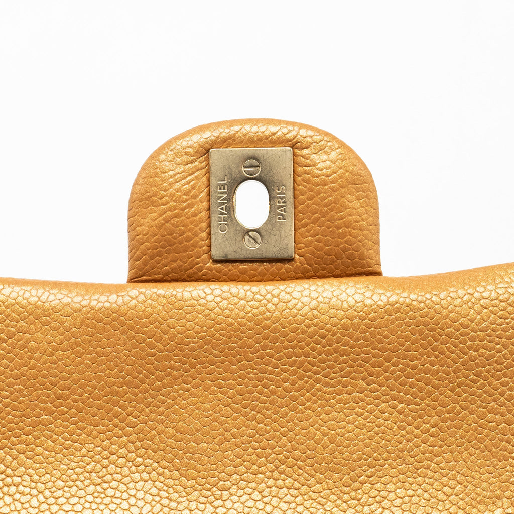 CHANEL MINI RECTANGULAR FLAP BAG CALFSKIN IRIDESCENT DARK GOLD GHW