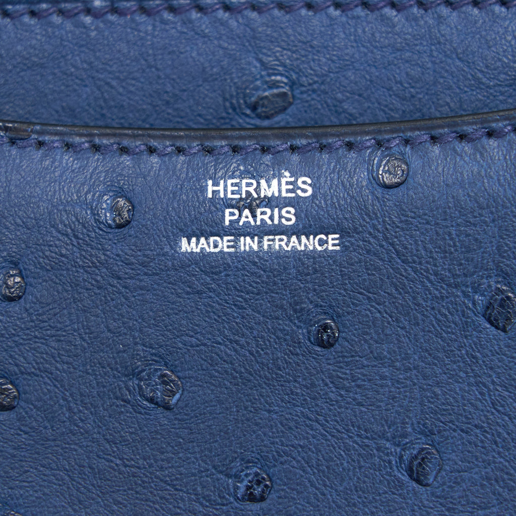 HERMES MINI CONSTANCE OSTRICH 7L BLEU DE MALTE SHW
