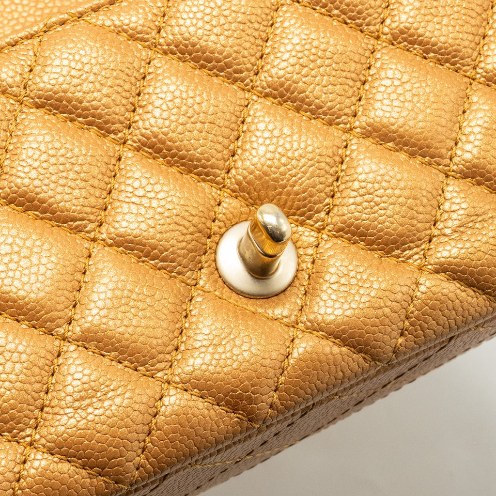 CHANEL MINI RECTANGULAR FLAP BAG CALFSKIN IRIDESCENT DARK GOLD GHW