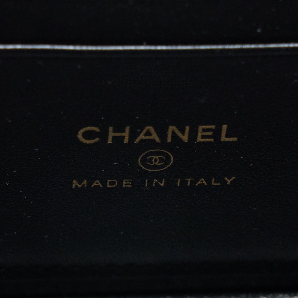 CHANEL 22A TOP HANDLE LONG VANITY WITH CHAIN LAMBSKIN BLACK LGHW