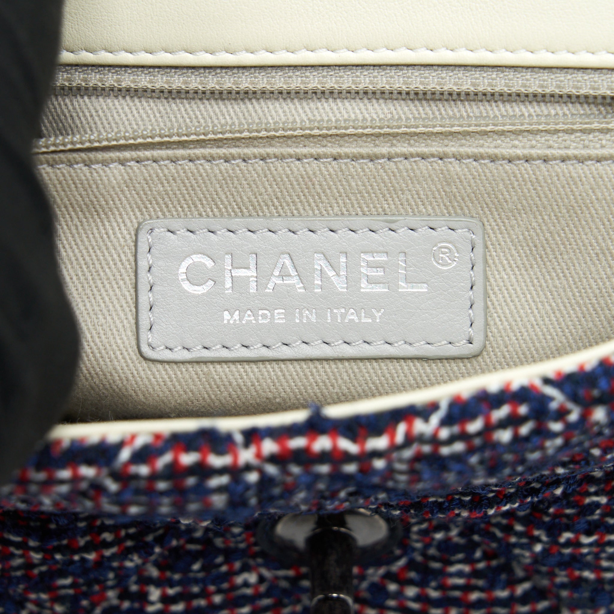 CHANEL SEASONAL MINI FLAP BAG TWEED BLUE/ MULTICOLOUR RUTHENIUM HARDWARE