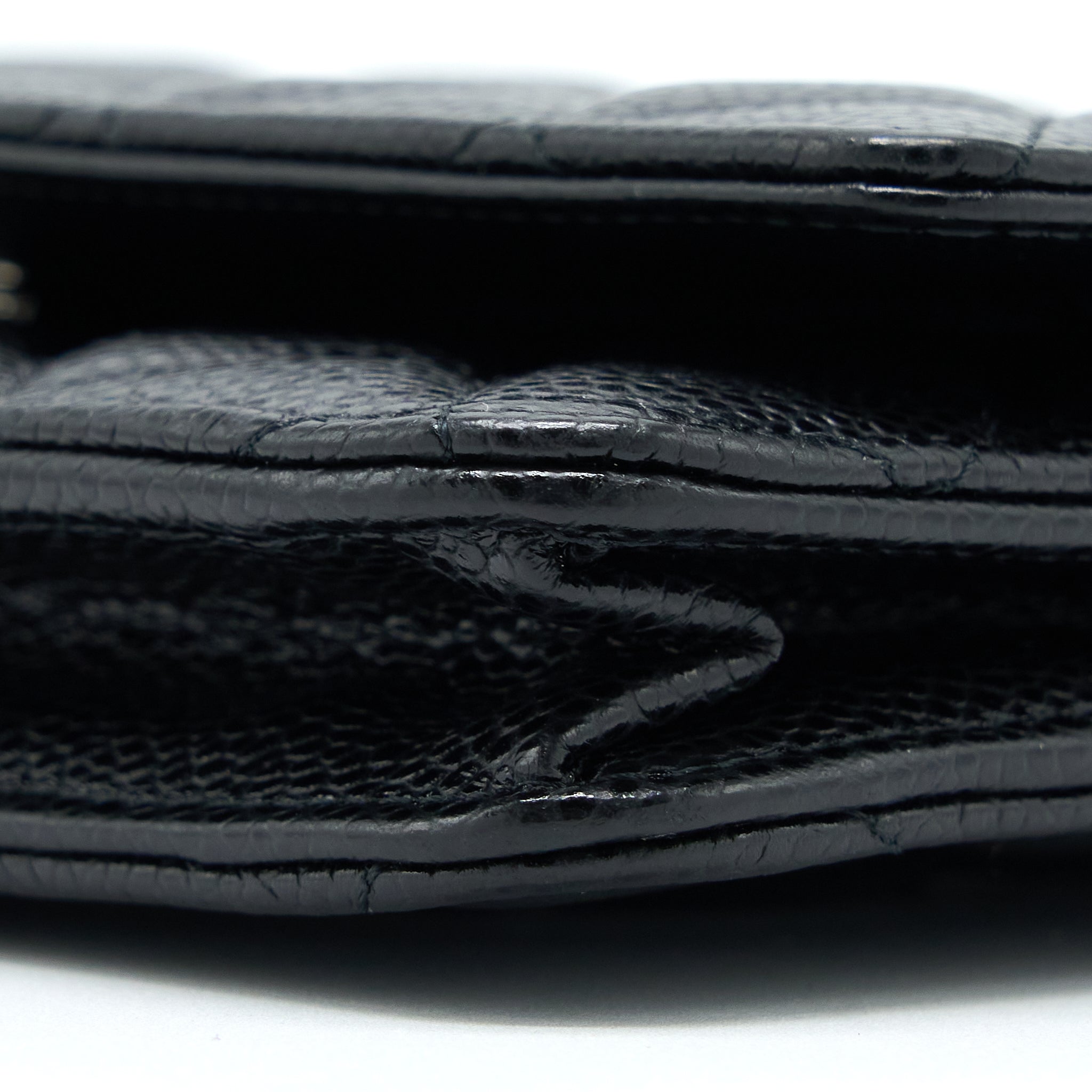 CHANEL CLASSIC WALLET ON CHAIN CAVIAR BLACK SHW (MICROCHIP)