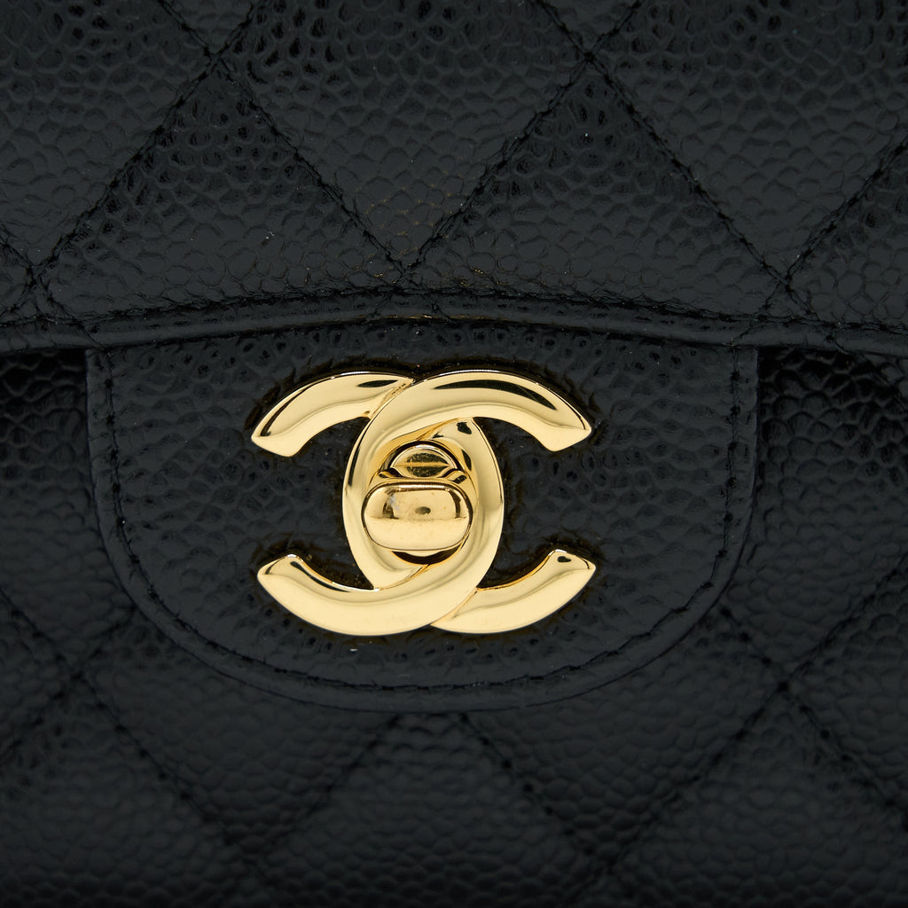 CHANEL MEDIUM CLASSIC DOUBLE FLAP BAG CAVIAR BLACK GHW