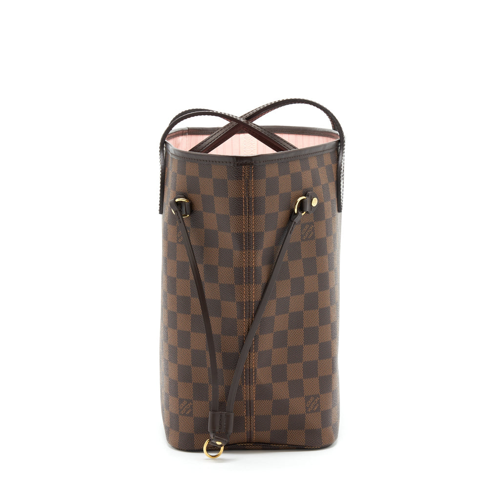 LOUIS VUITTON NEVERFULL MM DAMIER EBENE ROSE BALLERINE GHW