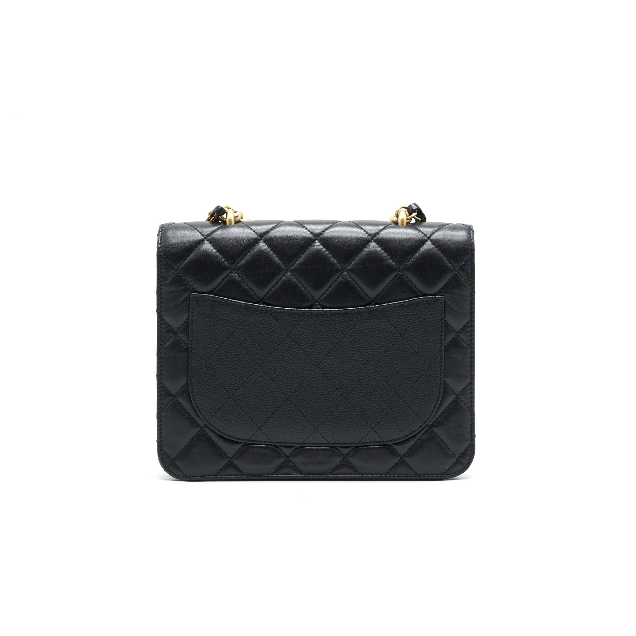CHANEL QUILTED CALFSKIN AND CAVIAR FLAP BAG BLACK GHW
