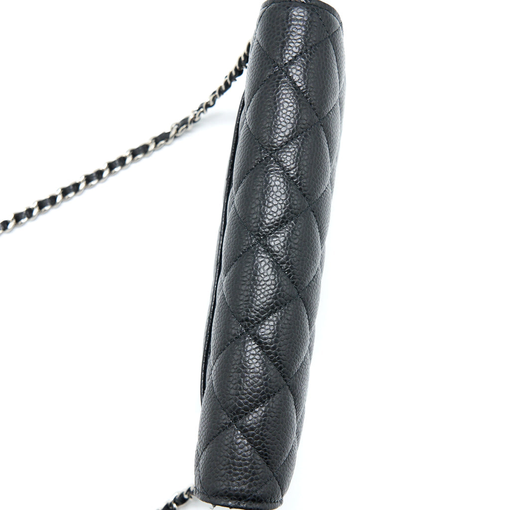 CHANEL CLASSIC WALLET ON CHAIN CAVIAR BLACK SHW (MICROCHIP)