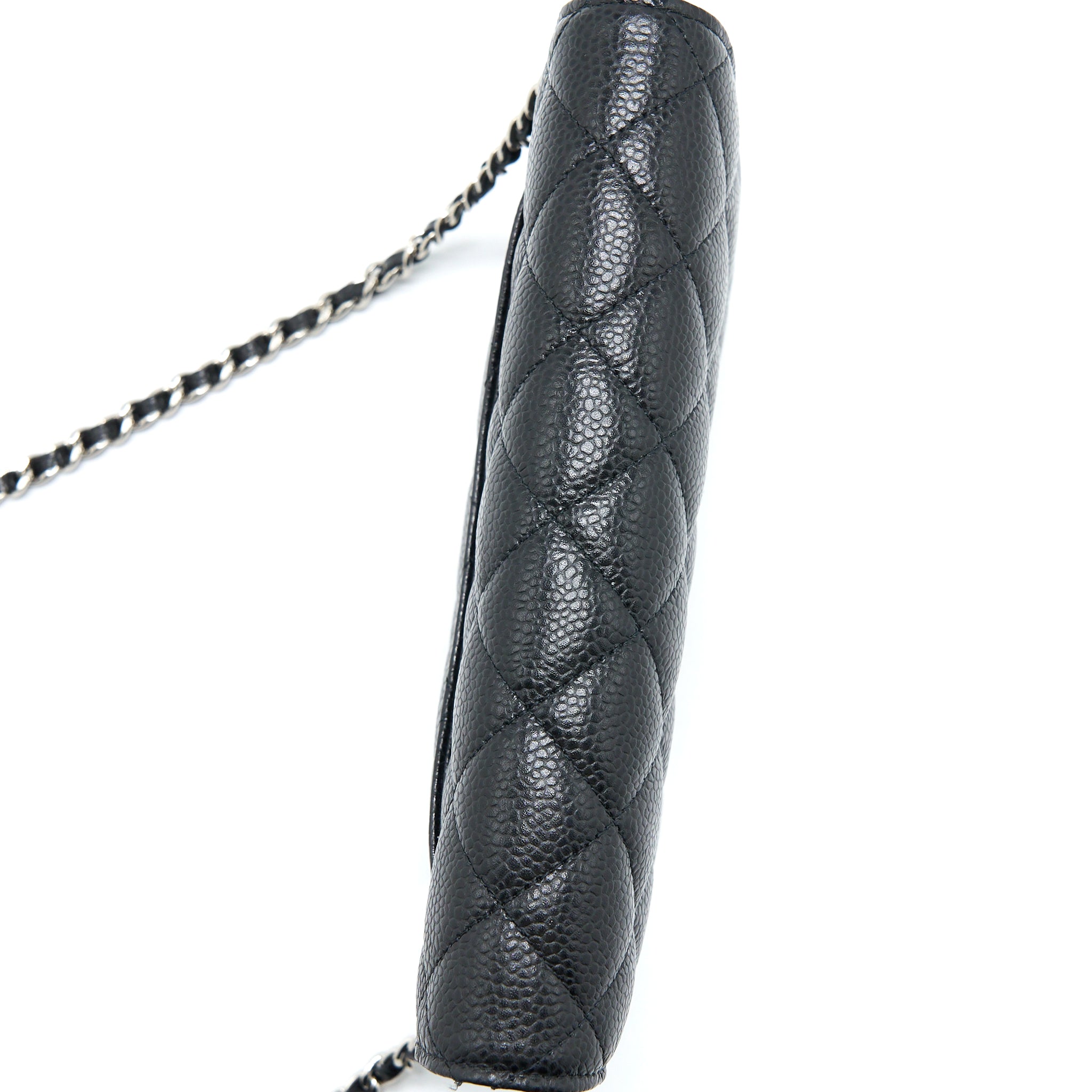 CHANEL CLASSIC WALLET ON CHAIN CAVIAR BLACK SHW (MICROCHIP)