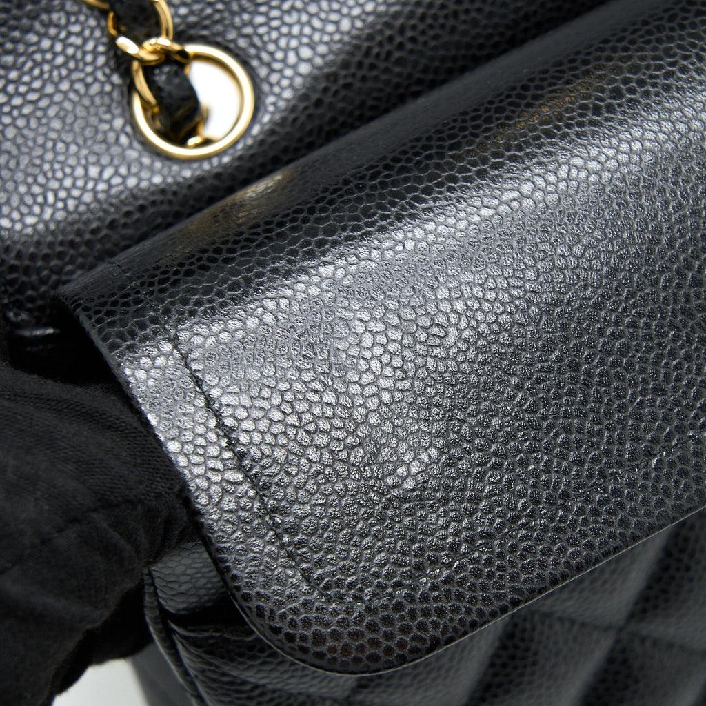 CHANEL MEDIUM CLASSIC DOUBLE FLAP BAG CAVIAR BLACK GHW