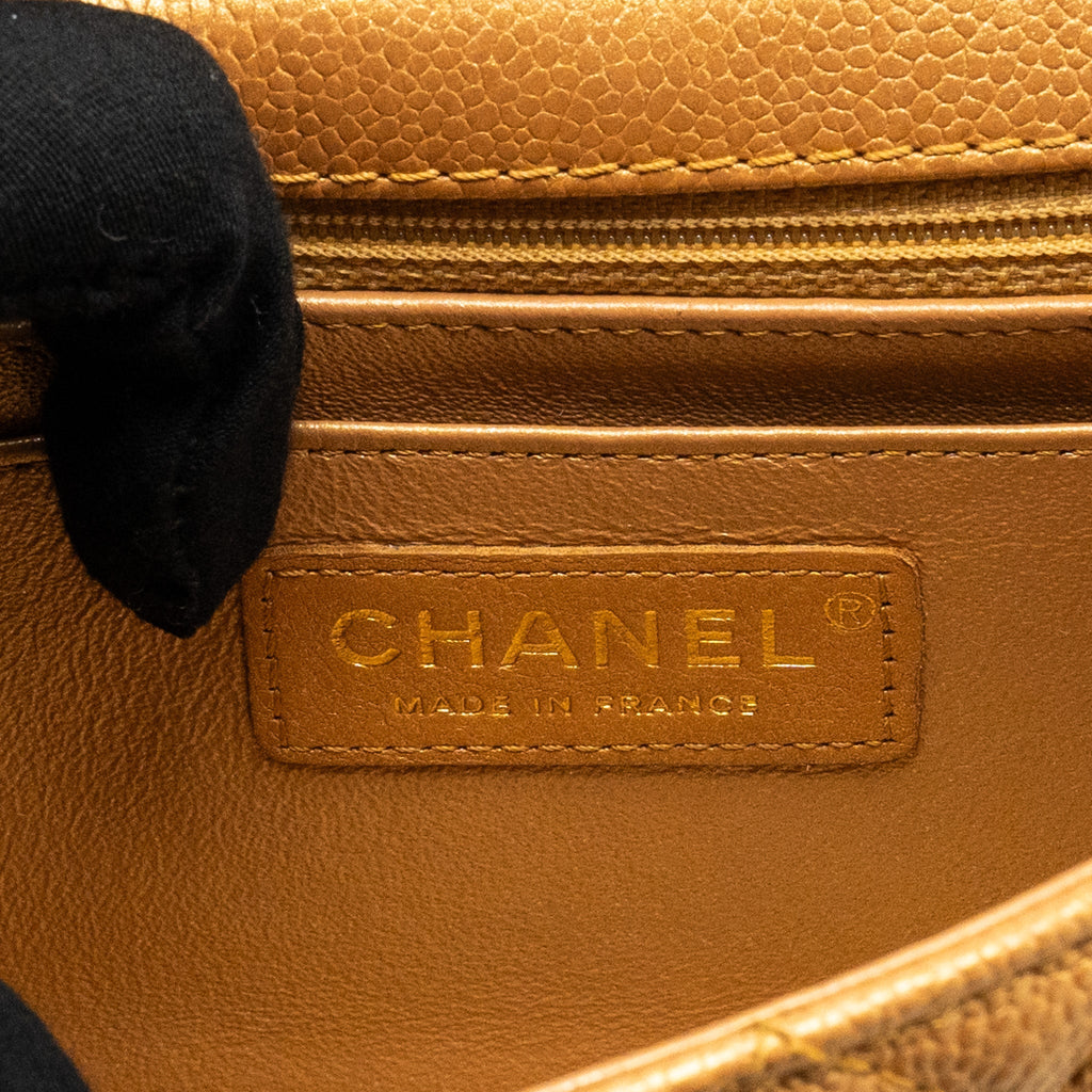 CHANEL MINI RECTANGULAR FLAP BAG CALFSKIN IRIDESCENT DARK GOLD GHW