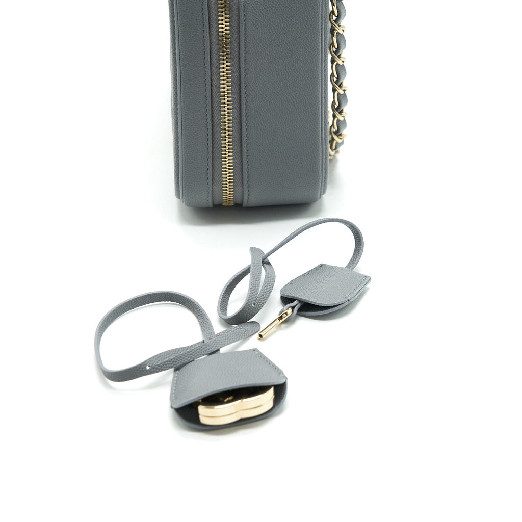 CHANEL CC FILIGREE VANITY CASE GREY LGHW