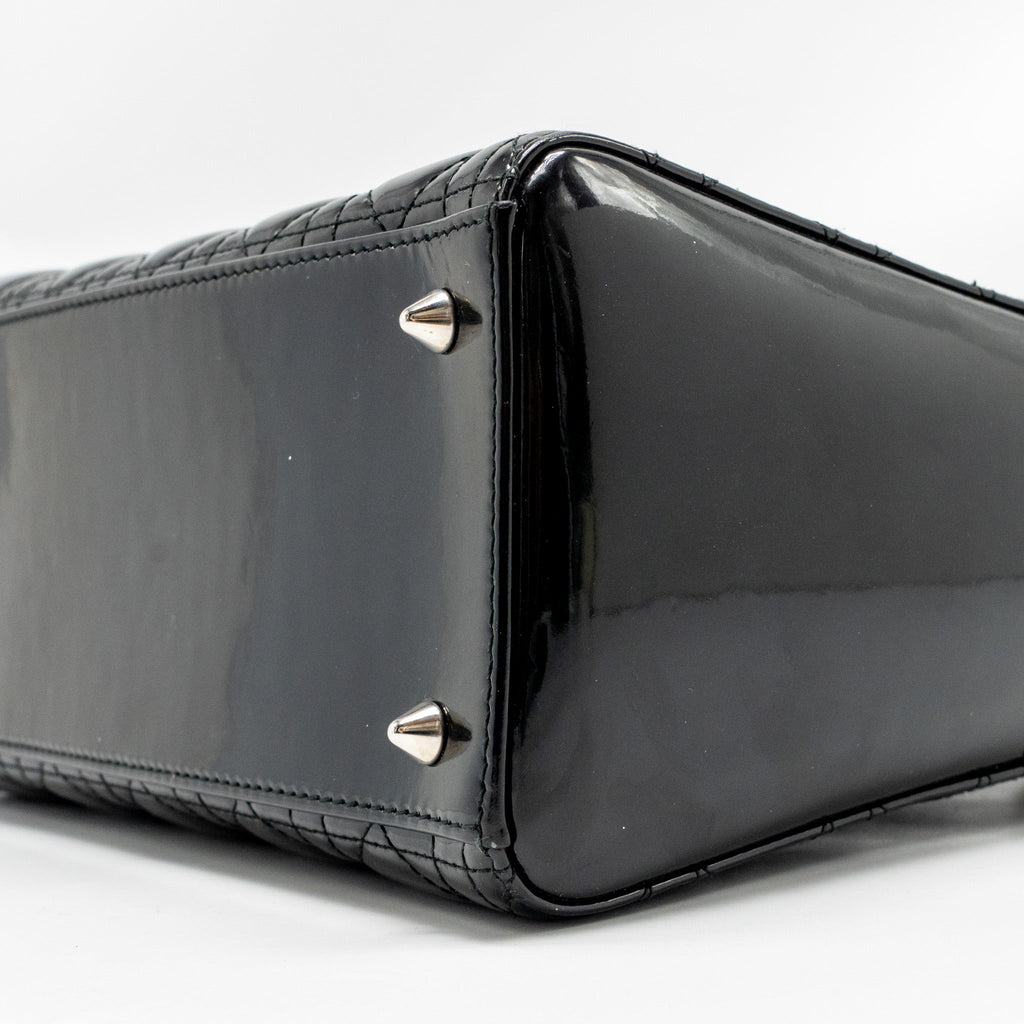 DIOR MEDIUM LADY DIOR PATENT BLACK SHW