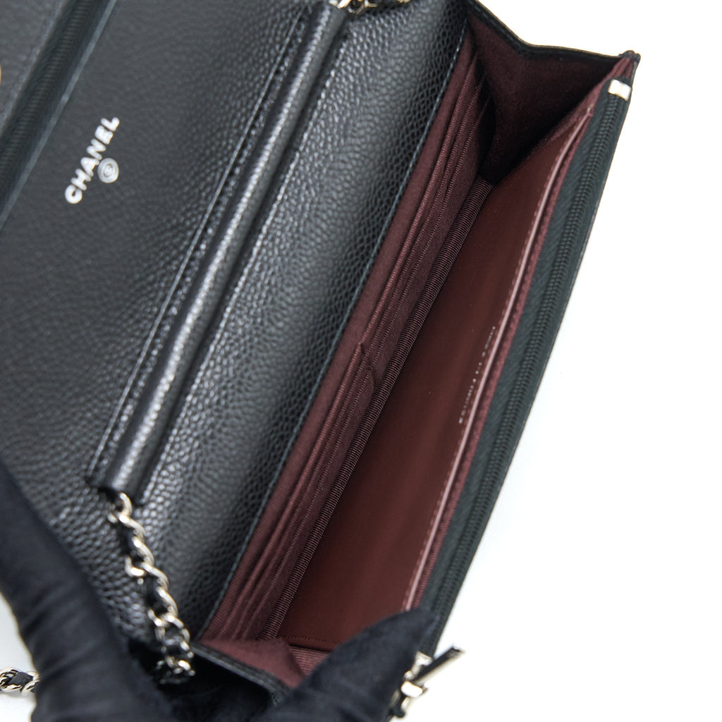 CHANEL CLASSIC WALLET ON CHAIN CAVIAR BLACK SHW (MICROCHIP)
