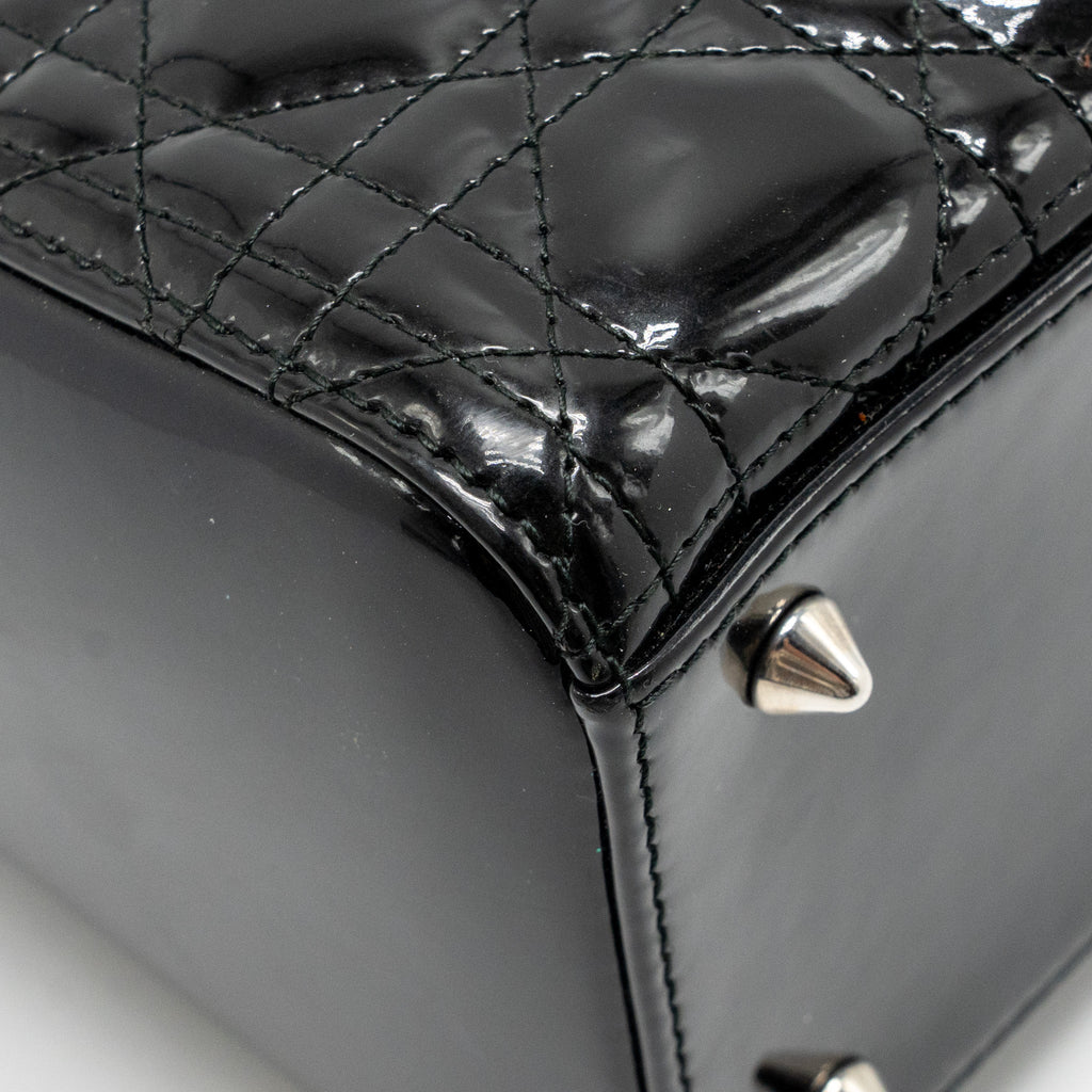 DIOR MEDIUM LADY DIOR PATENT BLACK SHW