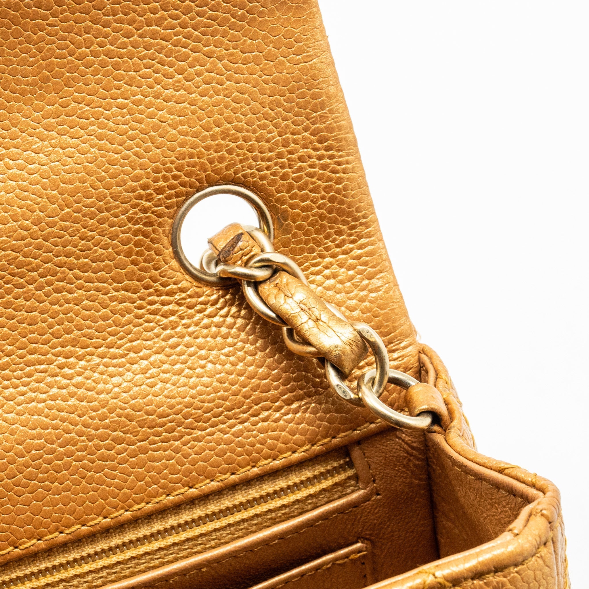 CHANEL MINI RECTANGULAR FLAP BAG CALFSKIN IRIDESCENT DARK GOLD GHW