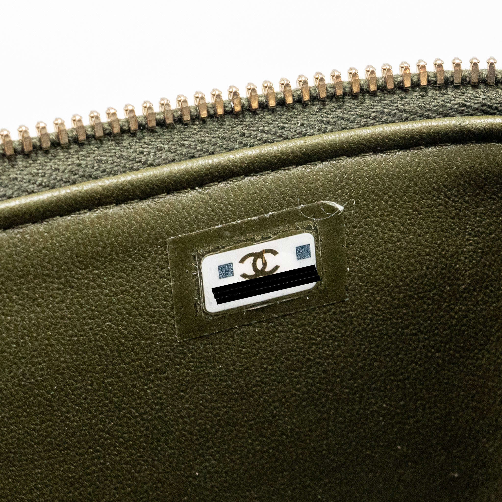 CHANEL DETAIL TOP HANDLE LONG VANITY WITH CHAIN LAMBSKIN DARK GREEN GHW (MICROCHIP)