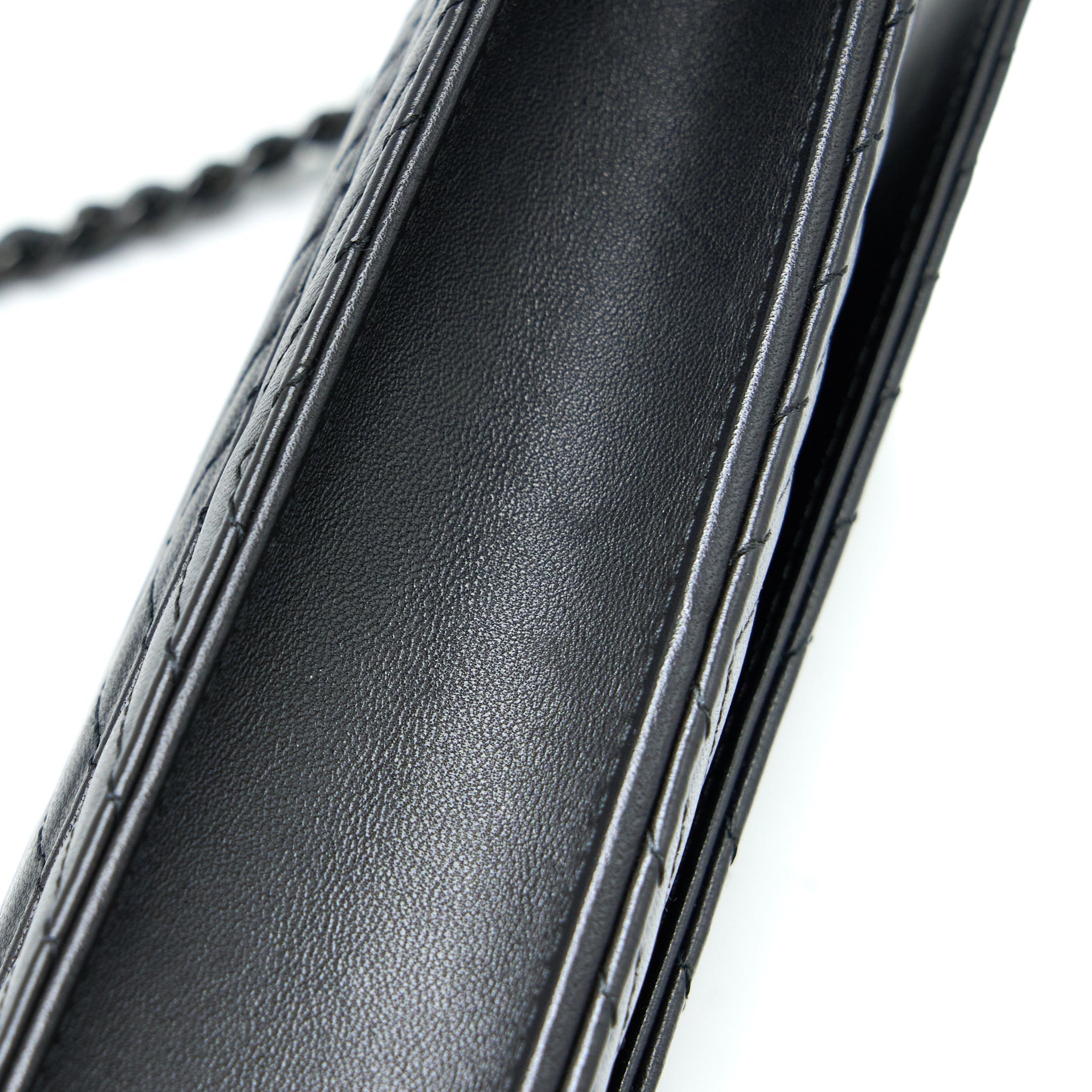 CHANEL CHEVRON WALLET ON CHAIN BLACK WITH BLACK HARDWARE