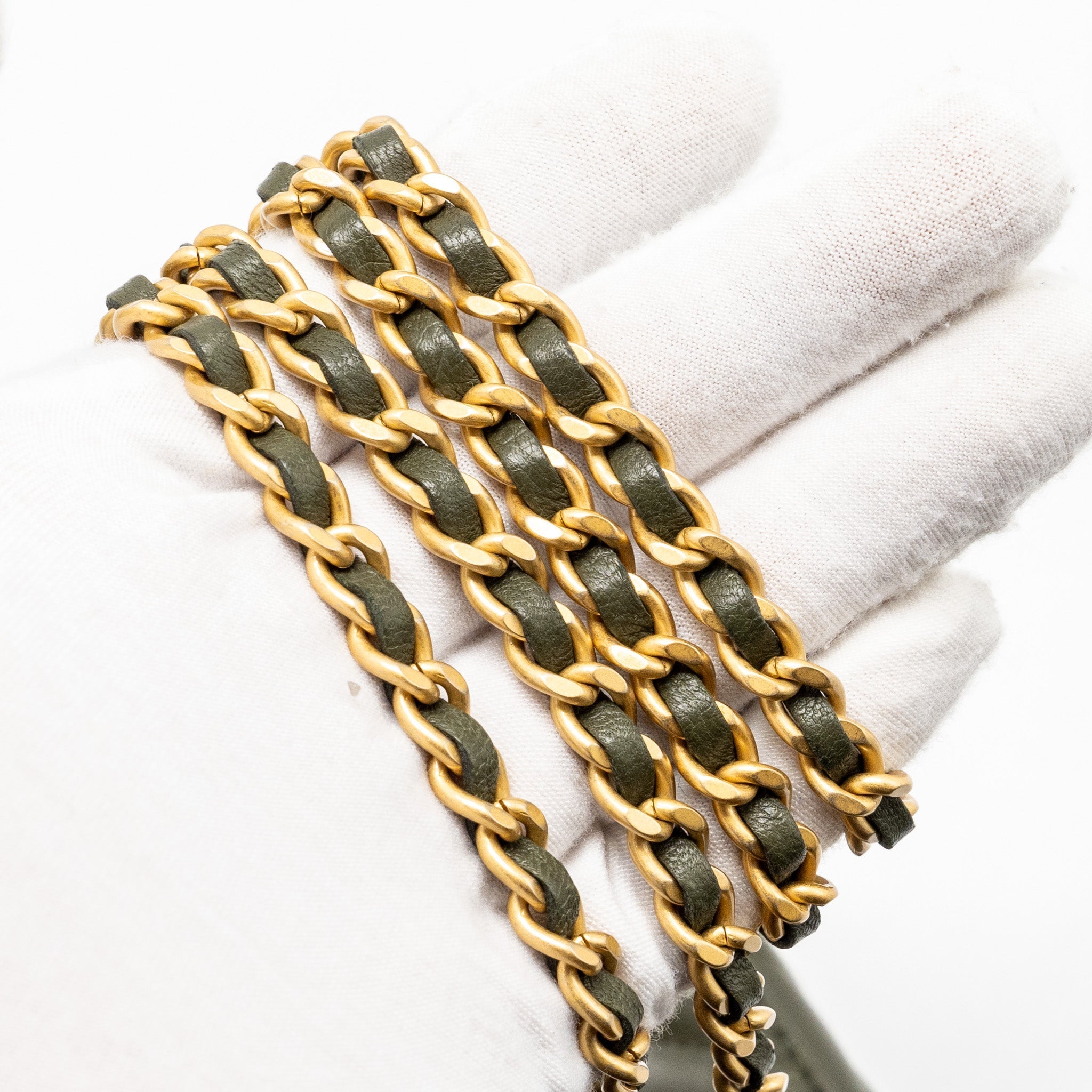CHANEL DETAIL TOP HANDLE LONG VANITY WITH CHAIN LAMBSKIN DARK GREEN GHW (MICROCHIP)