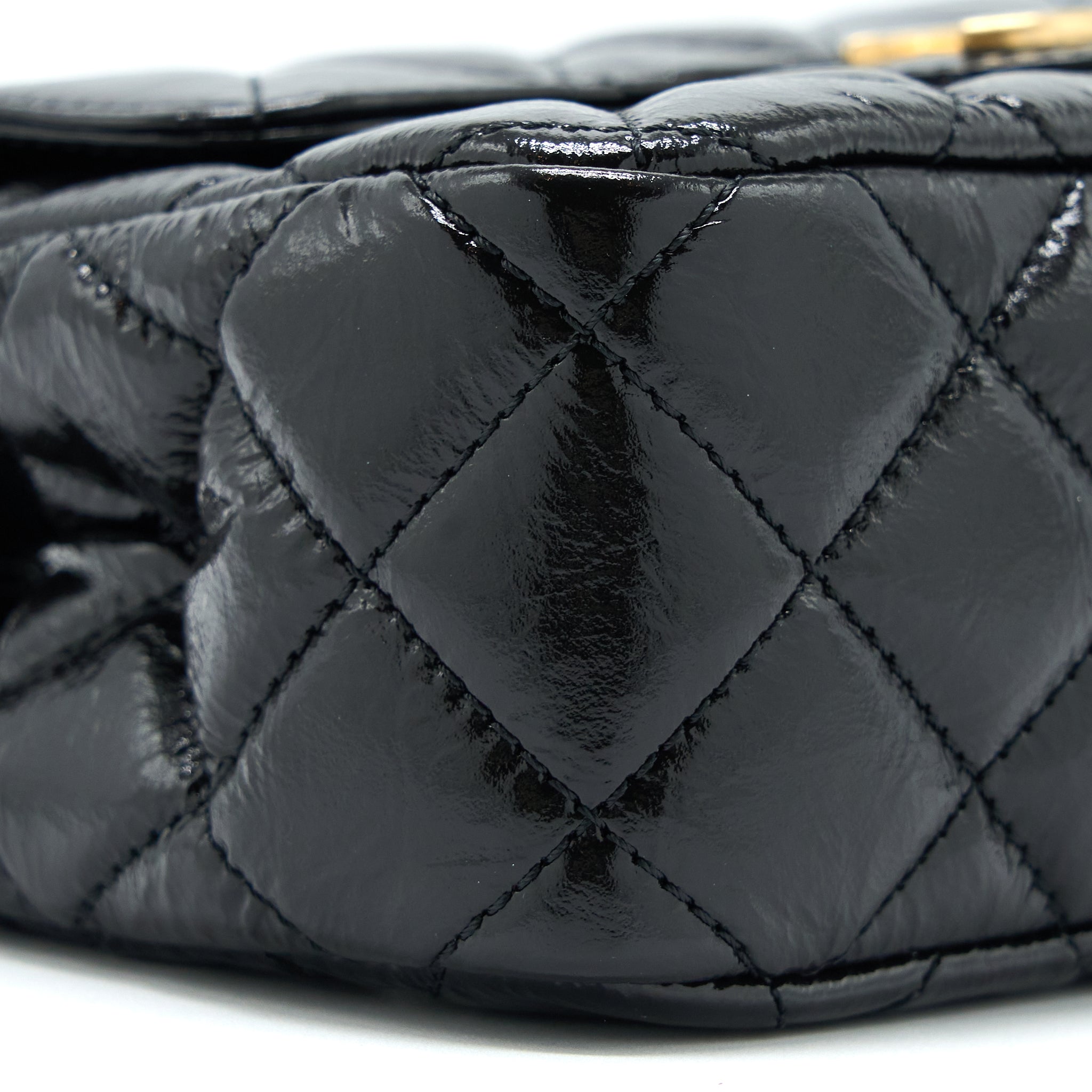 CHANEL 23C SMALL HOBO BAG SHINY CALFSKIN BLACK BRUSHED GHW (MICROCHIP)