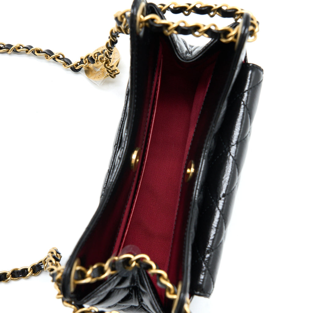 CHANEL 23C SMALL HOBO BAG SHINY CALFSKIN BLACK BRUSHED GHW (MICROCHIP)