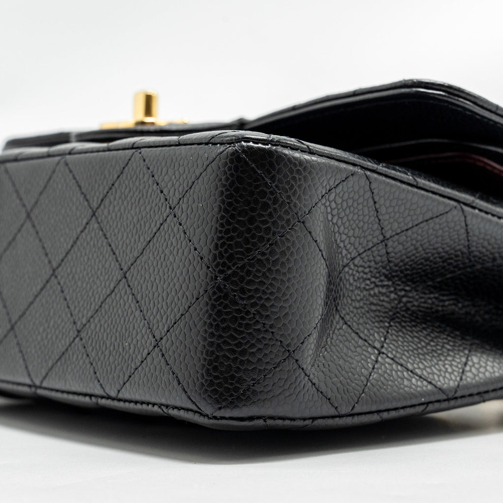 CHANEL SMALL CLASSIC DOUBLE FLAP BAG CAVIAR BLACK GHW (MICROCHIP)