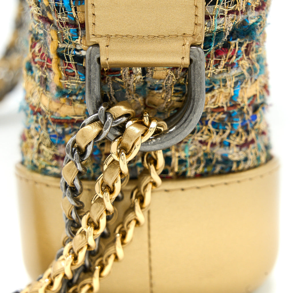 CHANEL SMALL GABRIELLE HOBO BAG TWEED GOLD/MULTICOLOUR HARDWARE