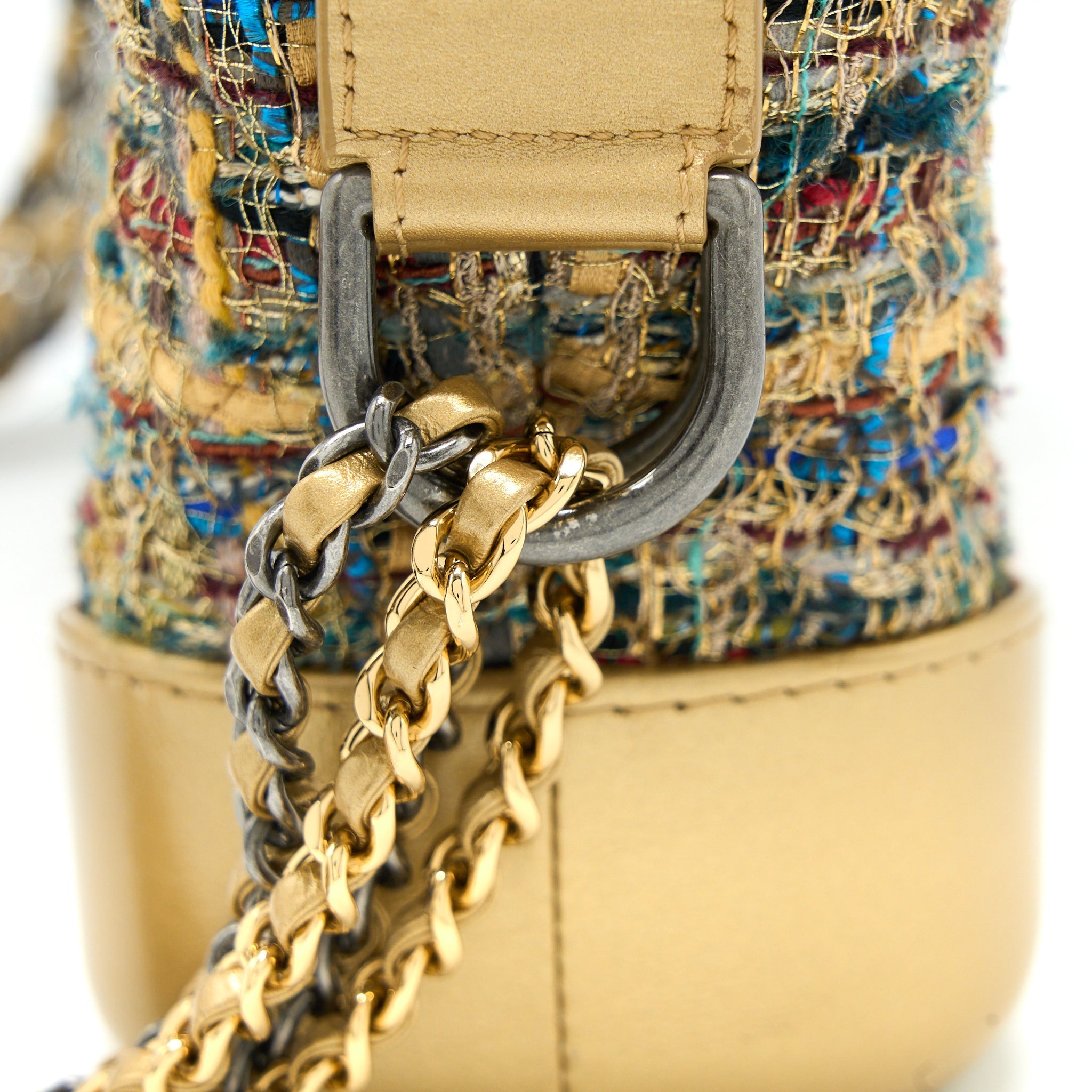 CHANEL SMALL GABRIELLE HOBO BAG TWEED GOLD/MULTICOLOUR HARDWARE