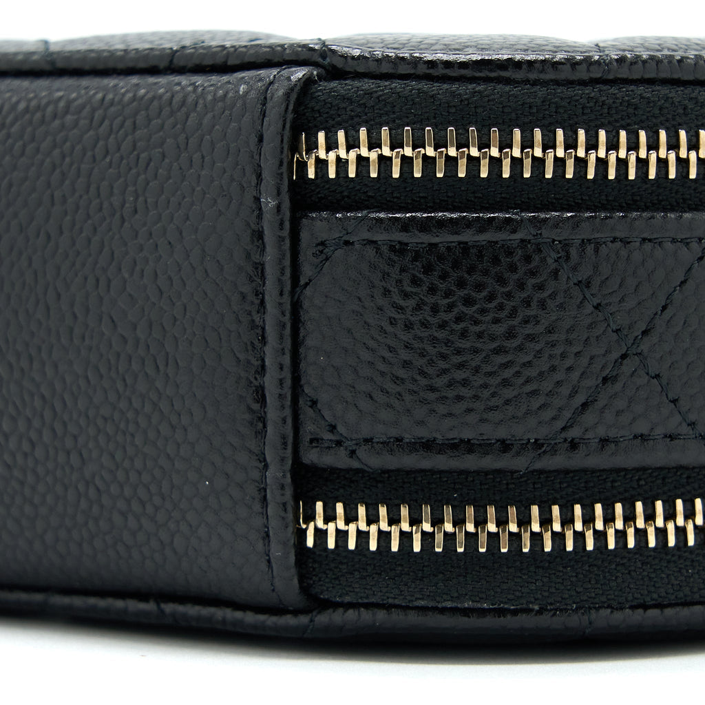 CHANEL MINI ROUND PURSE VANITY CAVIAR BLACK LGHW