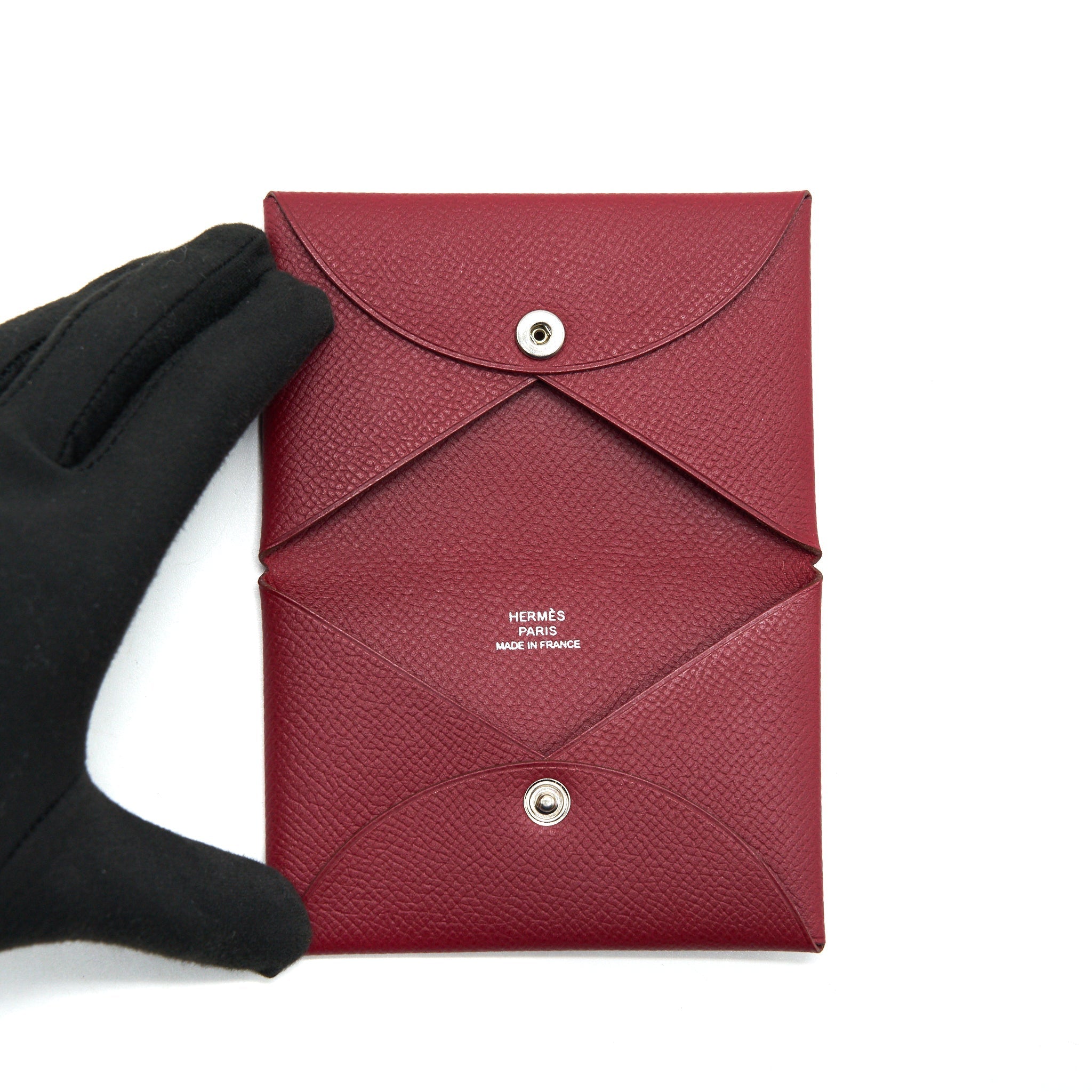 HERMES CALVI CARD HOLDER IN ROUGE GRENAT