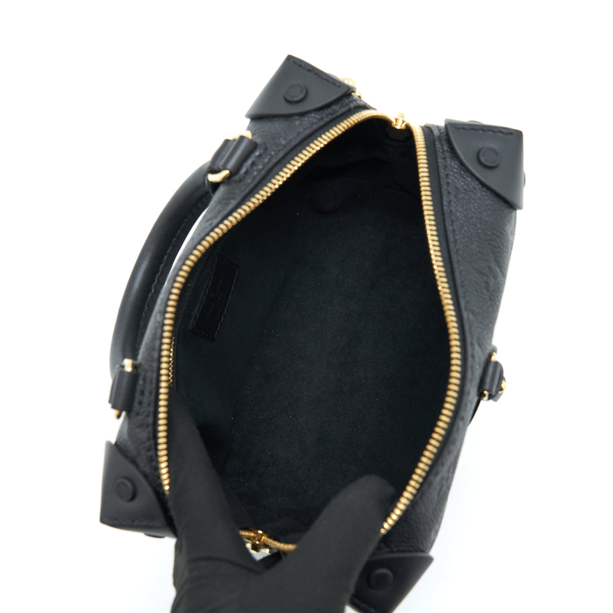 LOUIS VUITTON PETITE MALLE SOUPLE MONOGRAM EMPREINTE BLACK GHW
