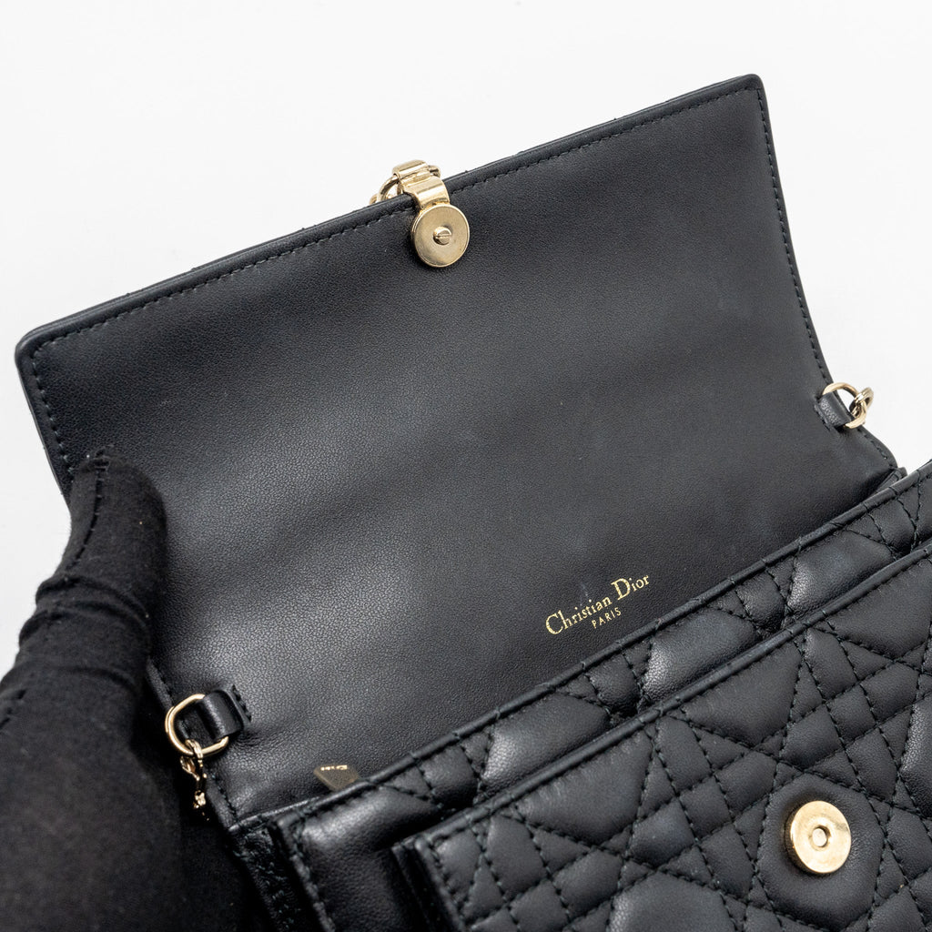 DIOR MY DIOR DAILY CHAIN POUCH LAMBSKIN BLACK LGHW