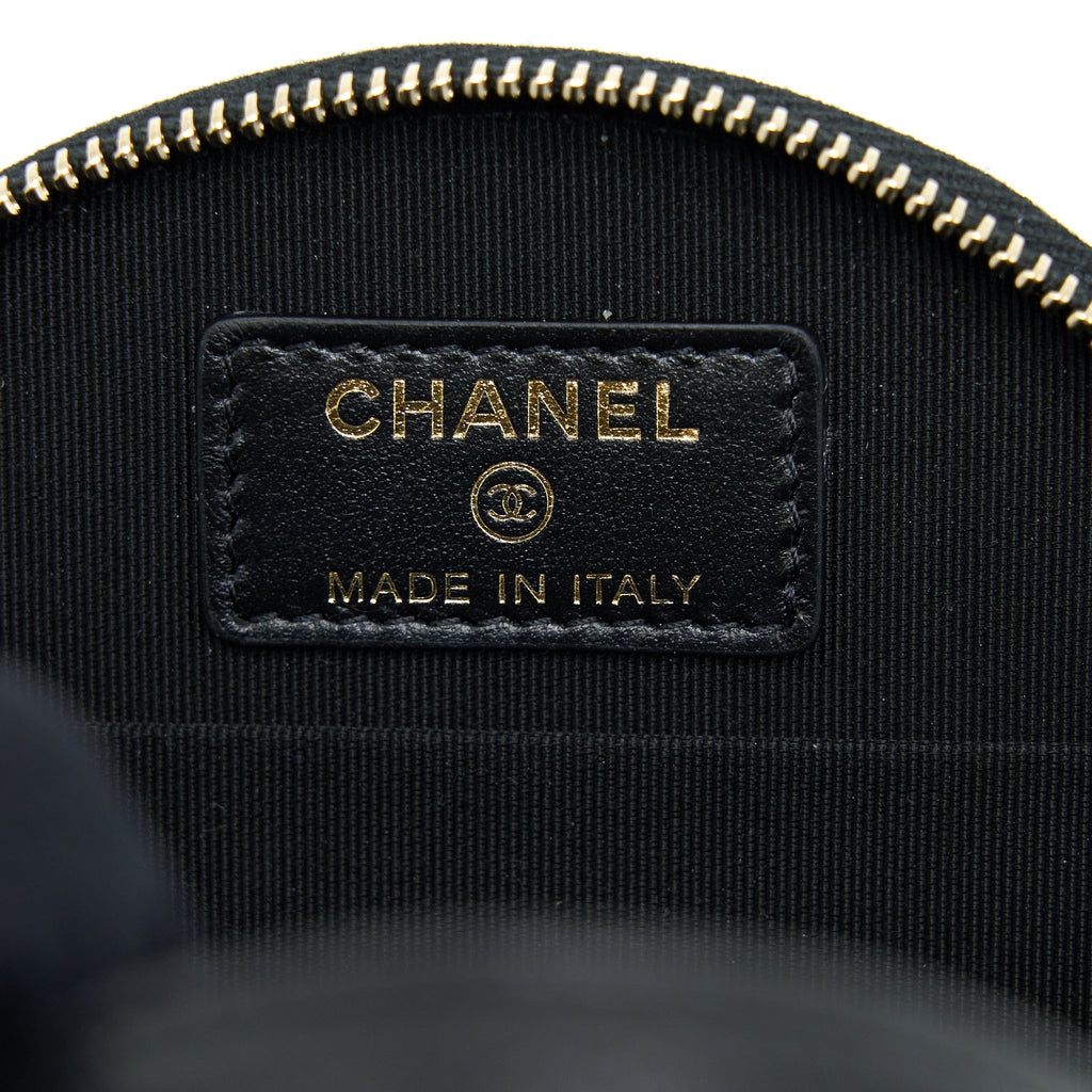 CHANEL MINI ROUND PURSE VANITY CAVIAR BLACK LGHW
